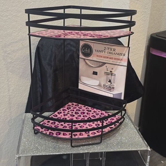 Celeste Collection Pink Leopord 2-Tier Vanity Organizer - Picture 3 of 8